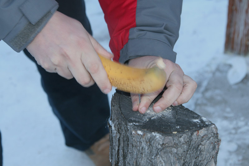 Banane als Hammer bei -60 Grad