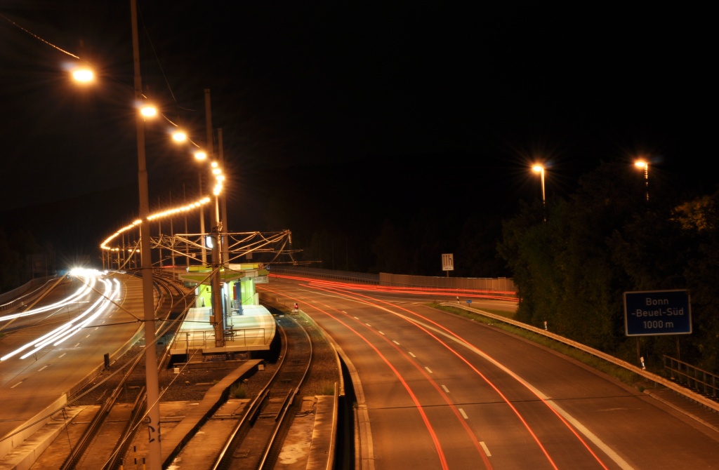 Bonn, Südbrücke bei Nacht