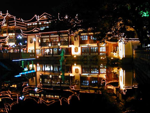 China Shanghai Nacht Altstadt