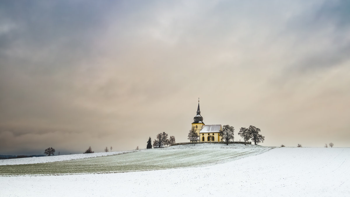 Church on a Hill in Winter