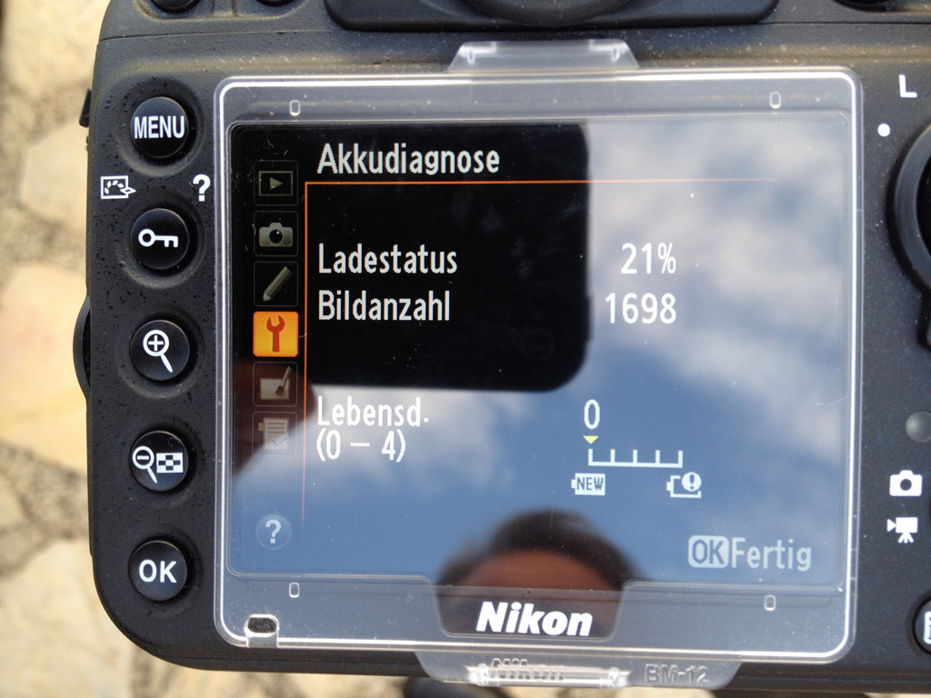 D800, Bilderanzahl bei JPGs mit einer Akkuladung