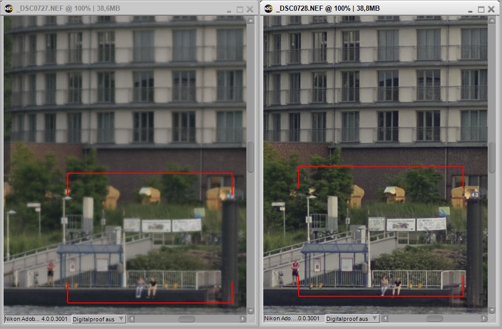 D800 nach der Justage
Vergleich AF-Feinkorrektur Wert 0 (links) und +15 (rechts)
Objektiv: AF-S 85 mm/f1.8 bei f2.0