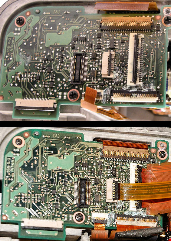 Das obere Mainboard einer D3 mit Wasserschaden.
Oberes Foto von Nikon Dresden von Andy Ohrs D3,
unteres Foto von mir von der gelieferten D3.