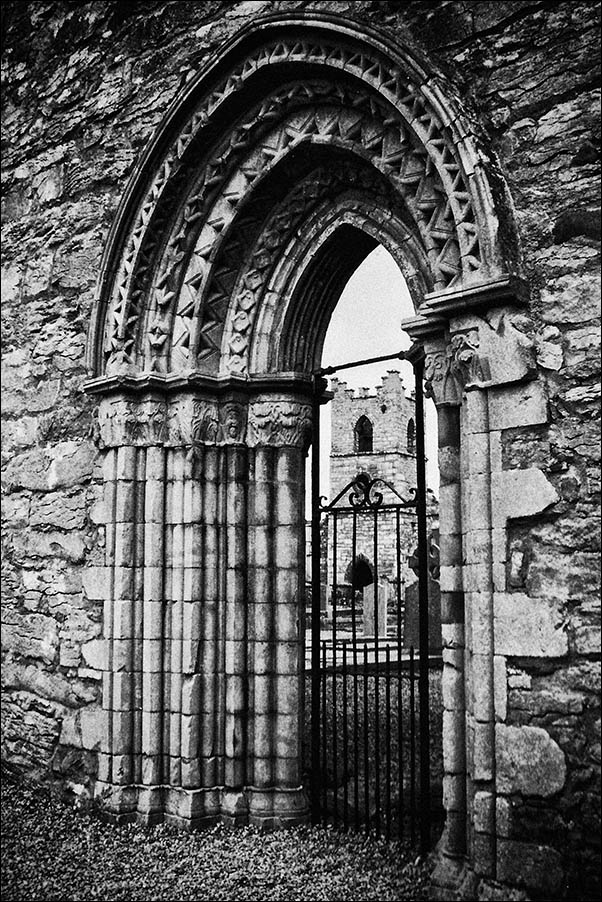 door and tower bw