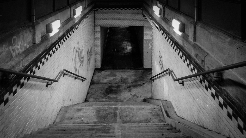 downstairs