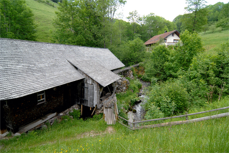Eine reparaturbedürftige, alte Klopfsäge im Schwarzwald.