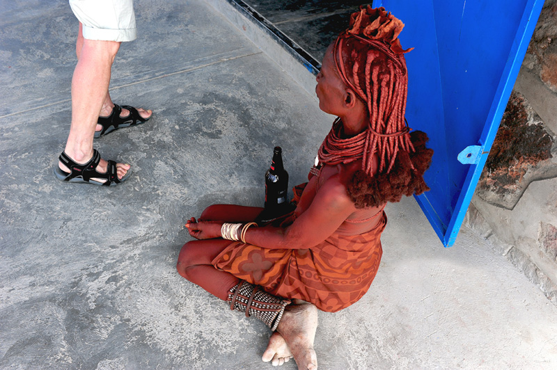 Epupa local bar  himba waiting for alkohol
