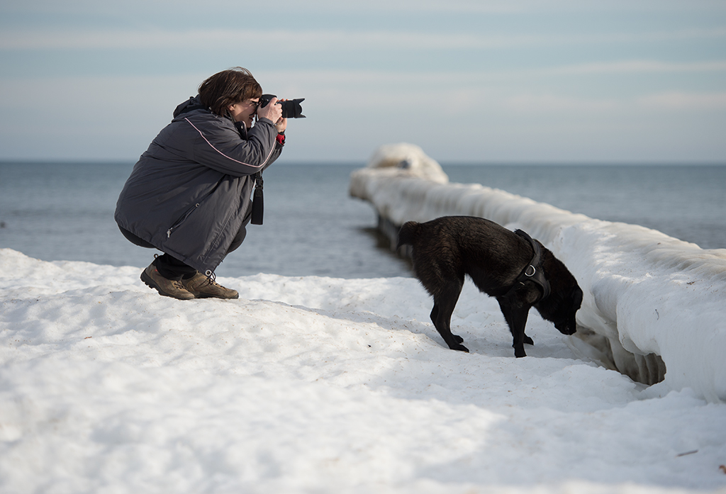 frau mit hund