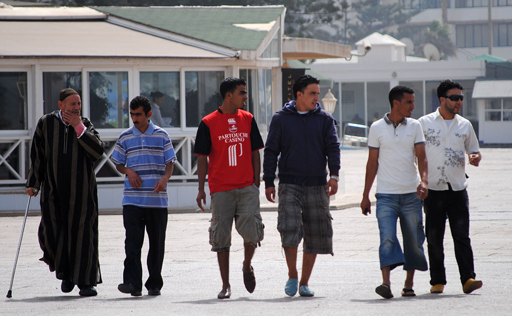 Group of four cool young men