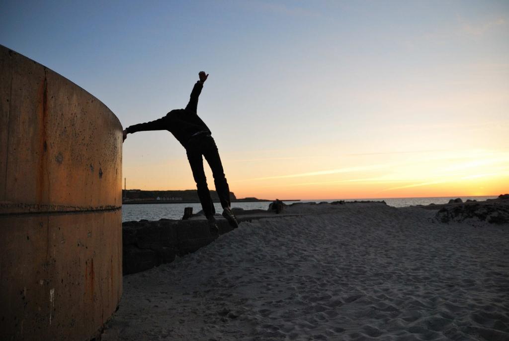 Helgoland, Freund der Familie zum Sprungfoto aufgefordert