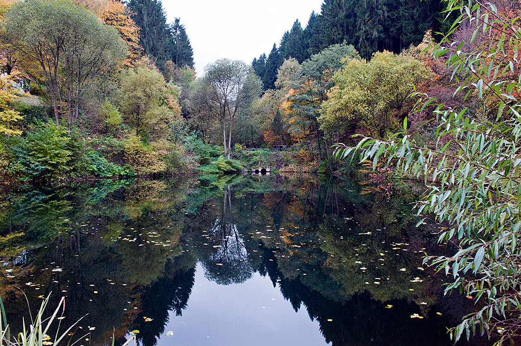 Herbstfarben im Spiegel Abends im Freilichtmuseum Hagen 1k