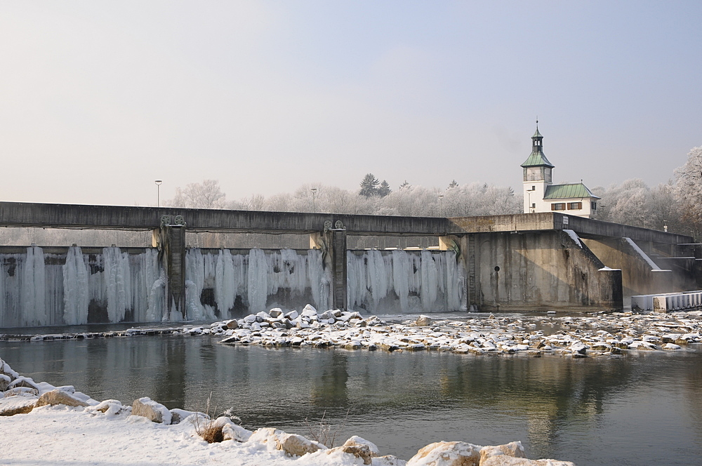 Hochablass Augsburg, zugefroren Januar 2017