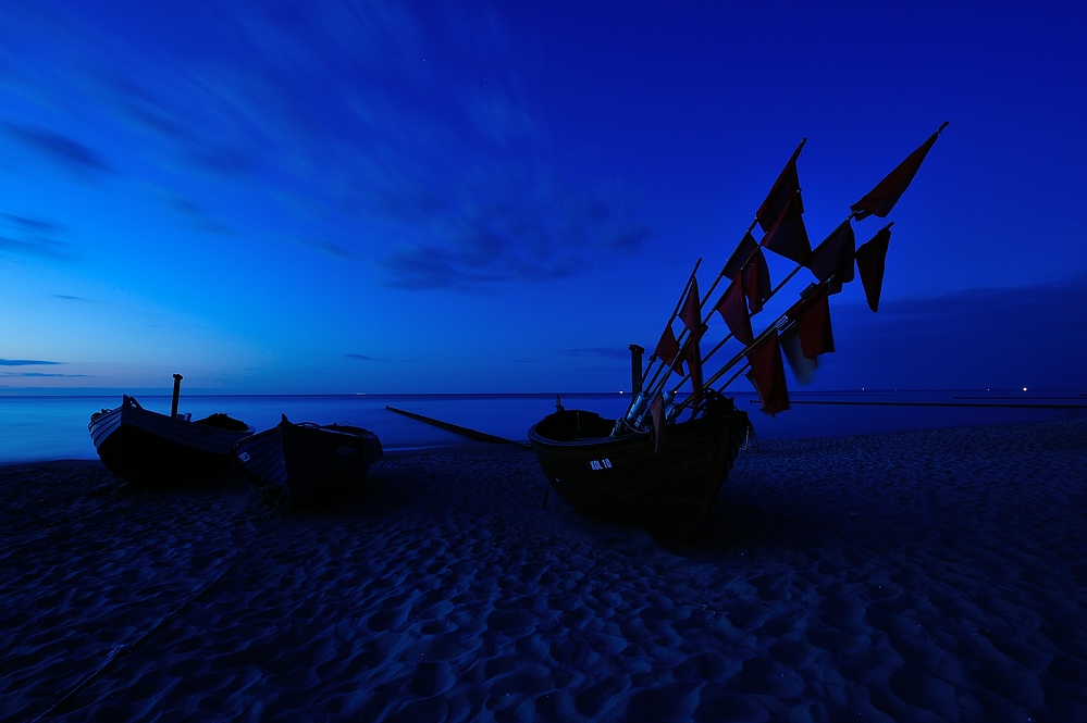 Kölpinsee/Usedom Boote bei Nacht