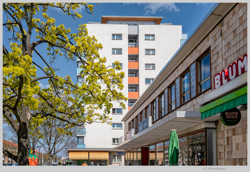 Läden und Wohnblock in der Lindenallee