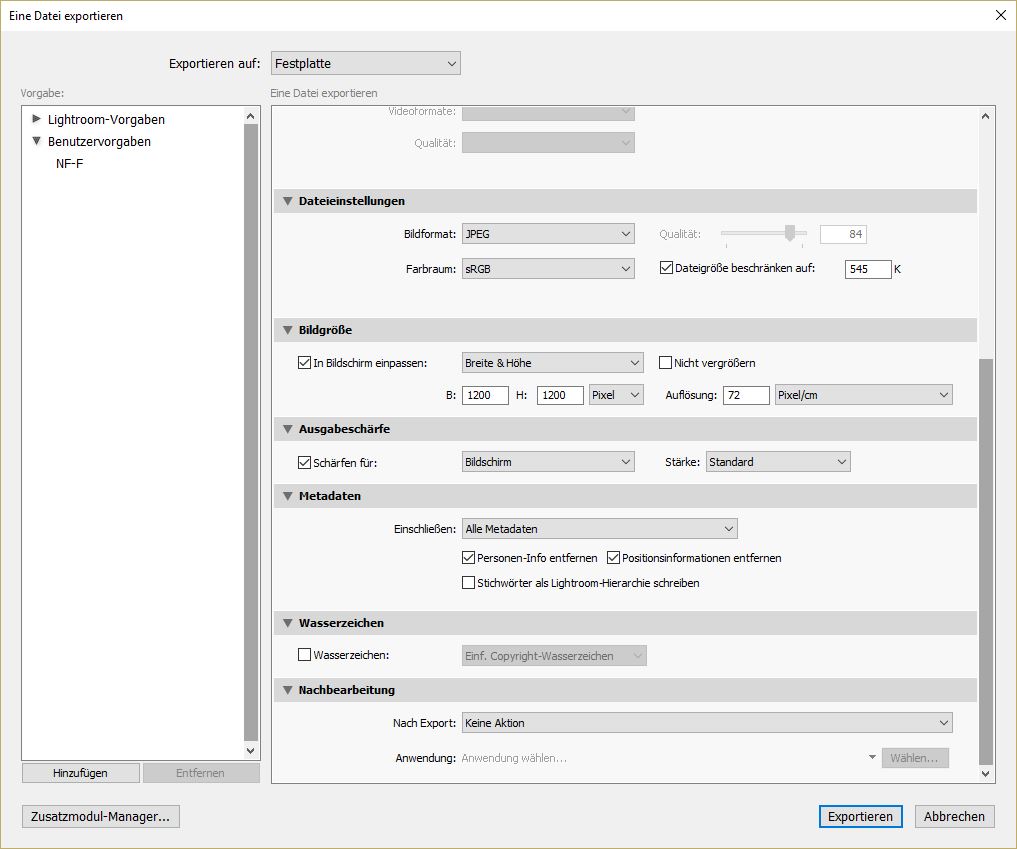 LR Export in NF F