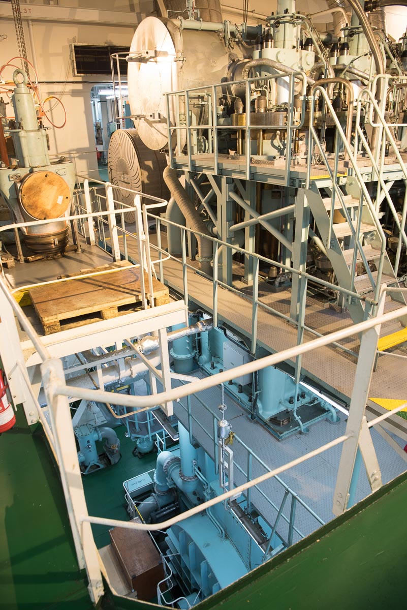 Maschine 1703 Die 3 Stockwerke der Maschine, von der Grundplatte bis Zylinderstation ca. 15m(Breite ca. 8m)