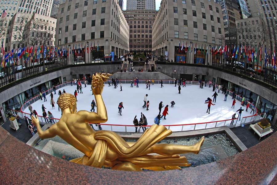 NYC Rockefeller Eisbahn Fisheye