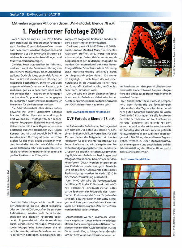Pressebericht DVF journal 5 2010 PB Fototage 2 klein
