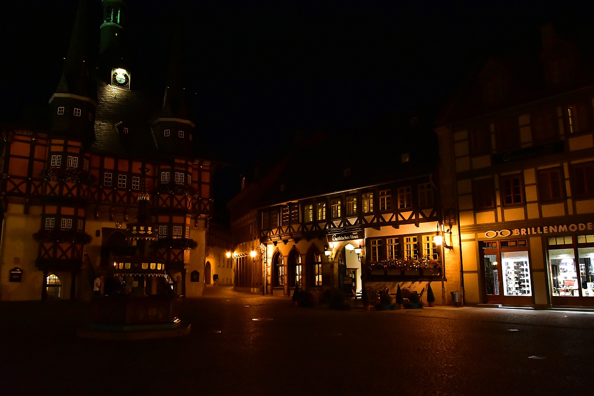 Rathausplatz Wernigerode bei Nacht