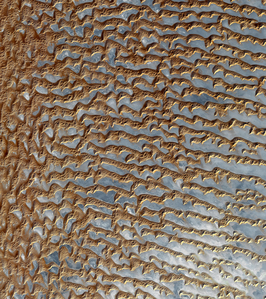 Rub' al Khali (Arabian Empty Quarter) sand dunes imaged by Terra (EOS AM 1). © NASA
