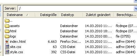 Server Dateien nach hochladen