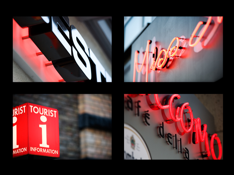 Signs in red