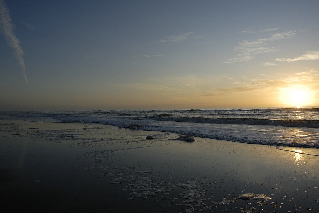 Sonnenuntergang an der Nordsee in Henne Strand