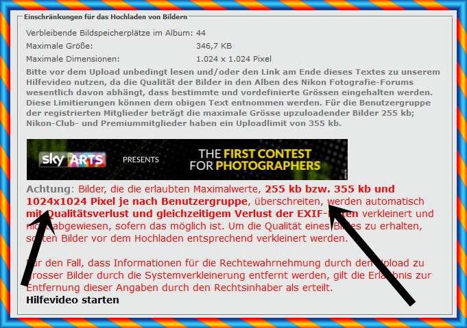 upload alben warnung