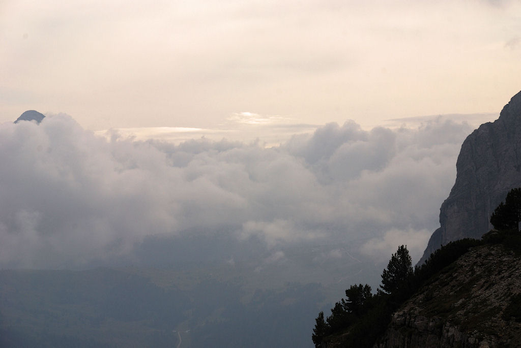 Wolken und Nebel am Passo Gardena