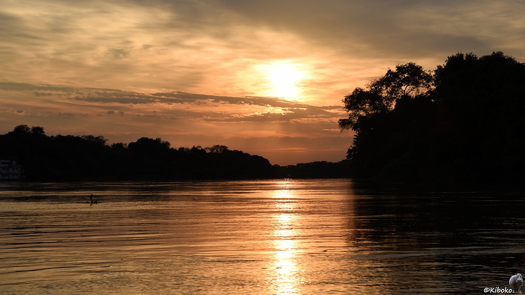 Die Sonne spiegelt sich im Fluss