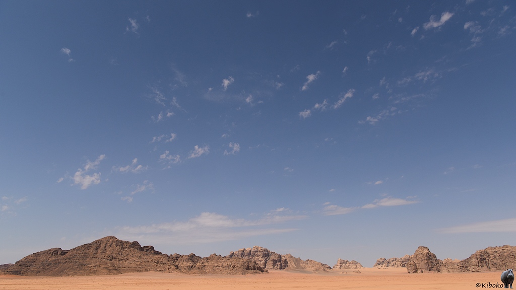 Weite Wüstenlandschaft vor blauem Himmel